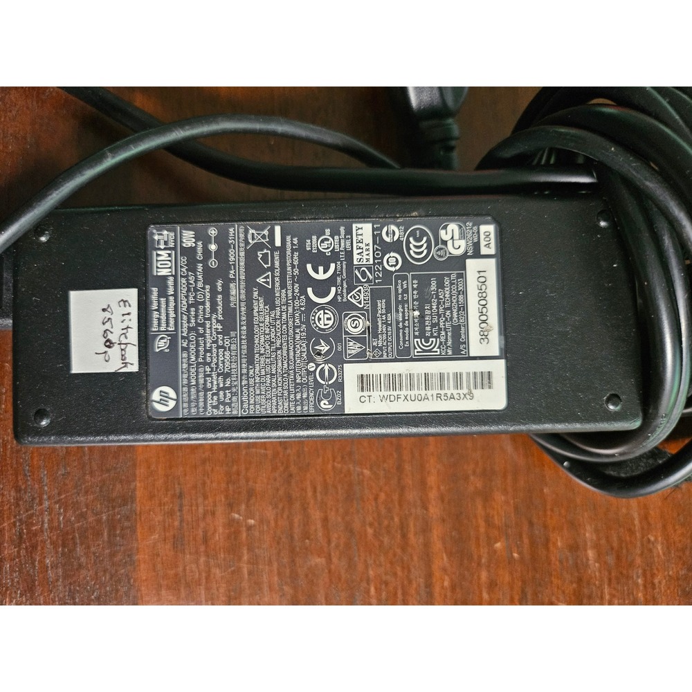 HP AC Adapter Laptop Charger 90W Black 19.5V 4.62A PA-1900-31HA EliteBook 8560p